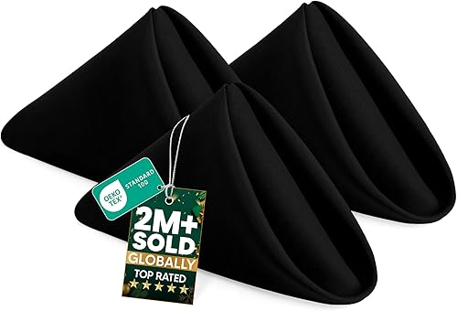 Utopia Home Servilletas de tela negra (paquete de 12, 17 x 17 pulgadas), servilletas de cena ideales para fiestas, bodas y almuerzoscenas