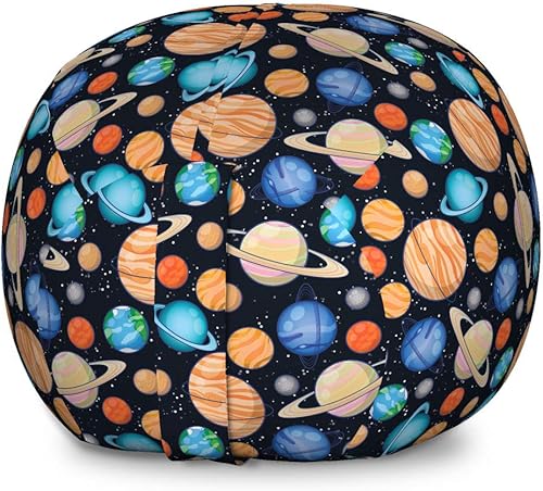 Miniatura 26 de Ambesonne Silla de almacenamiento de juguetes de galaxia, arte espacial de la galaxia, planetas del sistema solar, planetas, mercurio, urano,