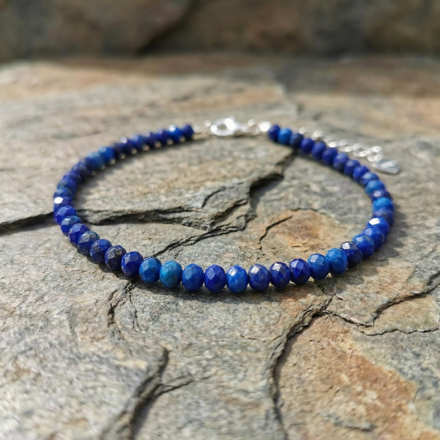 Bracciale Pietre Naturali Argento 925 Perline Pietre Preziose Donna | Timbrato S925, Lunghezza regolabile, Perline sfaccettate, Pietre naturali, Delicato e elegante, Confezione regalo