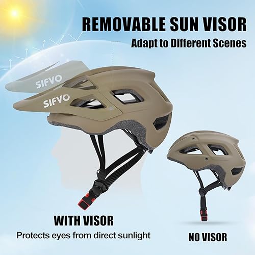 Miniatura 2 de SIFVO Cascos de bicicleta para hombres y mujeres, casco de bicicleta de montaña con visera extendida para adultos, casco de bicicleta ajustable y
