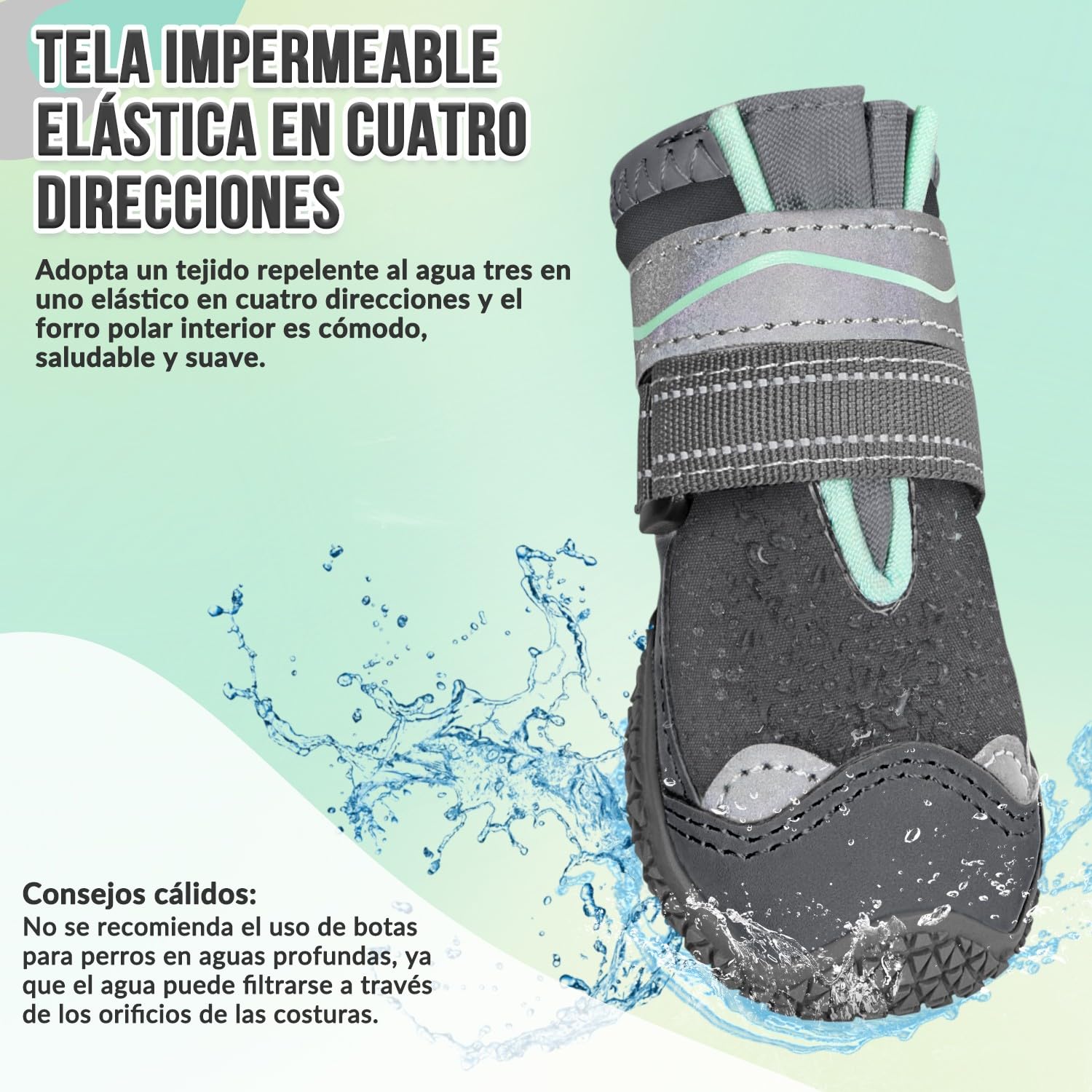 SlowTon Zapatos de Perro protección de la Pata, Zapatos de Perro Impermeable con Suela Antideslizante, Cierre de Reflectante Ajustable Botas de Invierno para Perros pequeños, medianos y Grandes