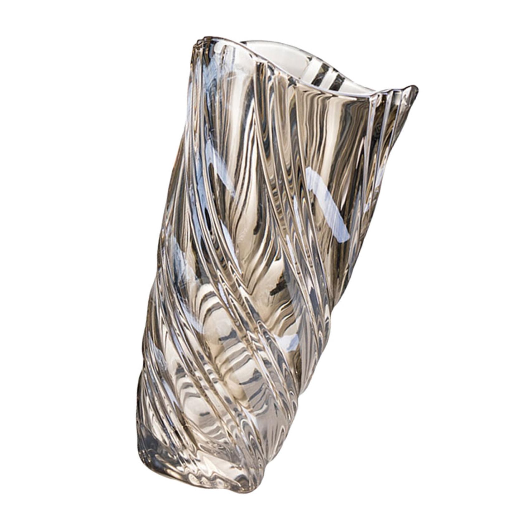 Vase en verre cristal ambre 25 cm OSALADI pour decoration interieure de salon