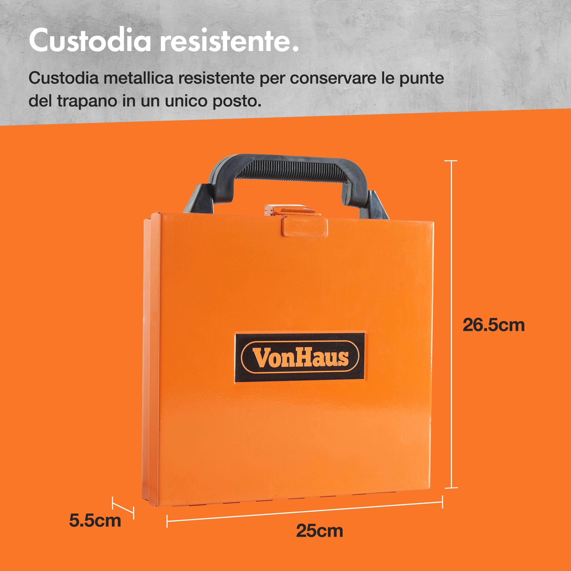 VonHaus HSS Set di Punte Trapano Metallo con Custodia - 99 Punte in Acciaio Rapido da 1,5-10 mm - Acciaio Rivestito in Titanio - Set Punte Trapano per Legno, Muratura e Metallo