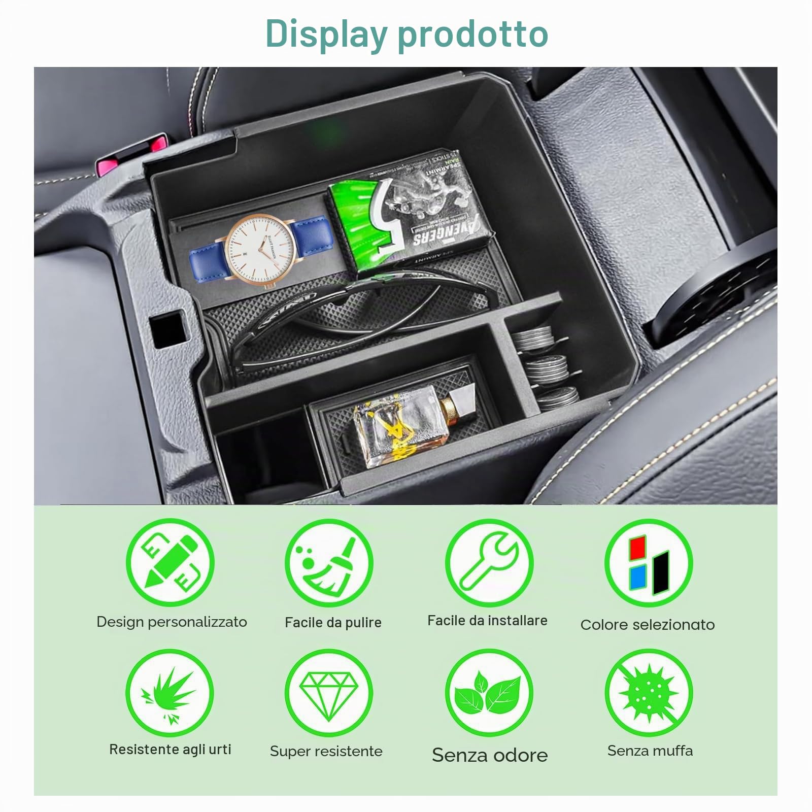 GAFAT Compatibile con Ford Ranger T9 2025 2026-2023 Scatola Portaoggetti, Ranger T9 Raptor Wildtrak XLT Organizer per Vano Portaoggetti, Ranger 2025 Accessori (Freno Elettronico)