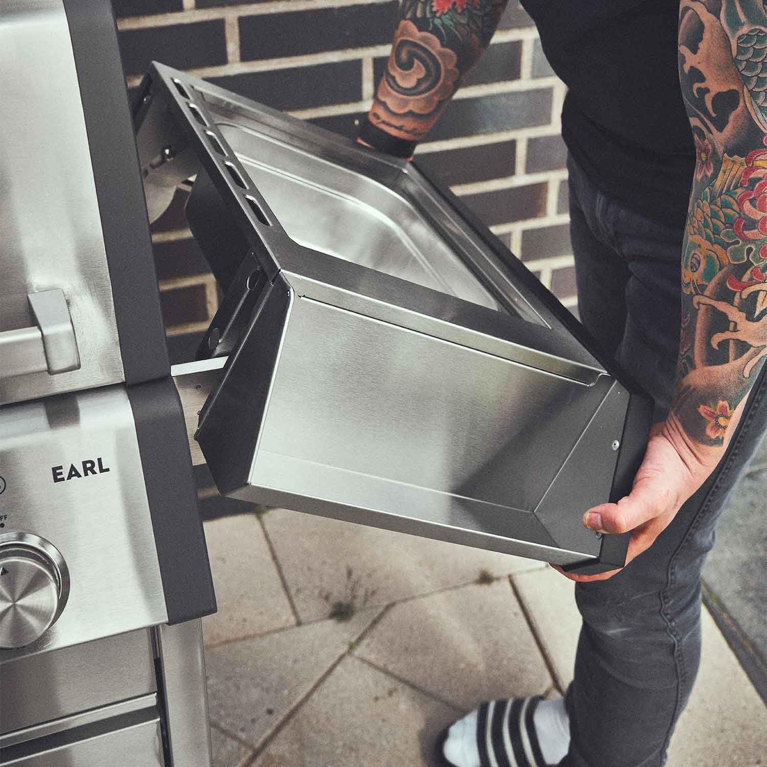 BURNHARD® Gasgrill 4-Brenner inkl. Heckbrenner, mit Gusseisen Grillrost | inkl. stabiler Abdeckhaube, Seitenkochfeld mit Infrarot Keramikbrenner, Big EARL