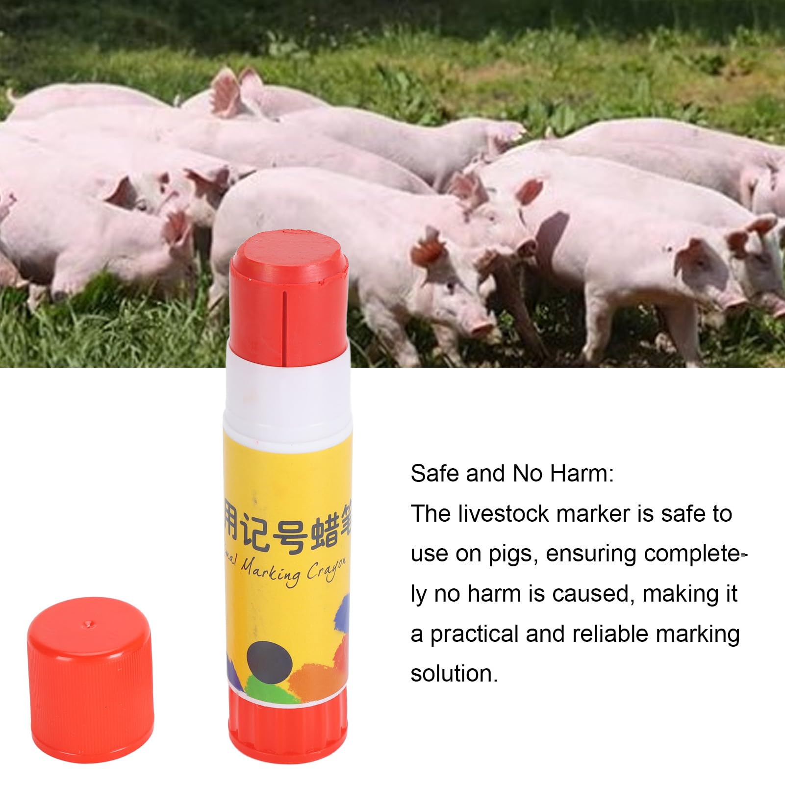 Marcador de Ganado, Crayón para Marcar Granja, Palo de Identificación de Animales, Material de Cera ABS Premium, Seguro para Cerdos, Ovejas, Vacas y Ganado (Roja)