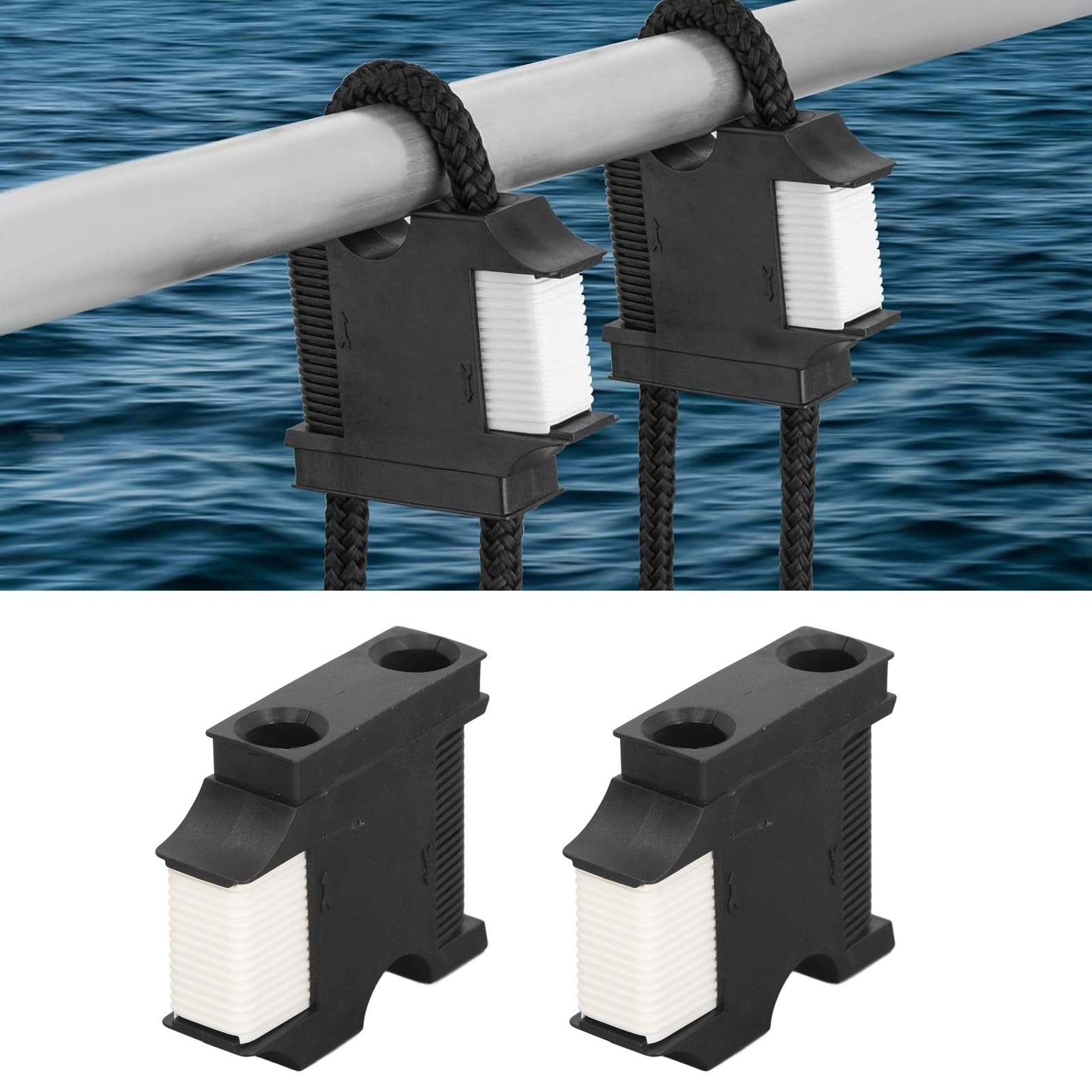 2 Pezzi di Ganci per parabordi da Barca, regolatore di ammortizzatori a connessione Rapida per Cavi da 1 Pollice, Clip per parabordi Regolabili con Rilascio a Pulsante per l’attrac