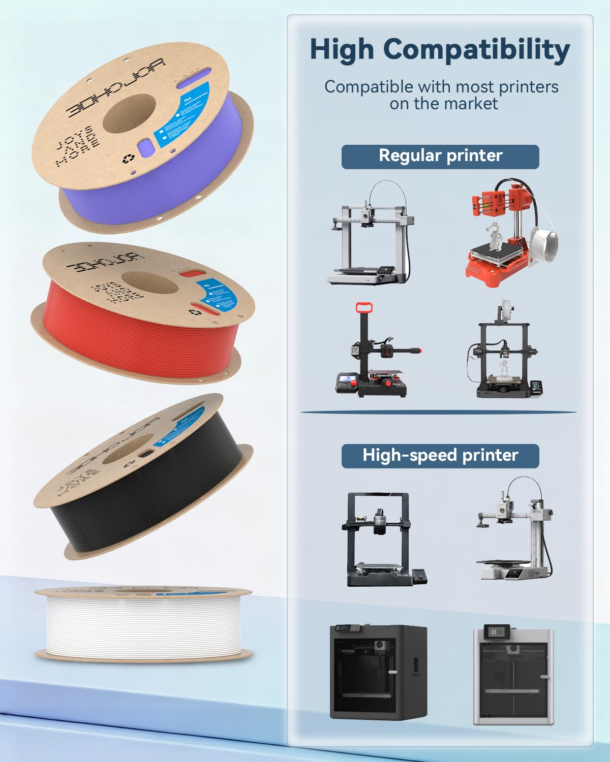 3DHoJor Filament PLA 1,75 mm, filament do drukarki 3D, szpula kartonowa 1 kg (1 kg), dokładność wymiarowa +/- 0,03 mm, opakowanie próżniowe, bez zapachu, bez zatykania, bez łamliwych filamentów,