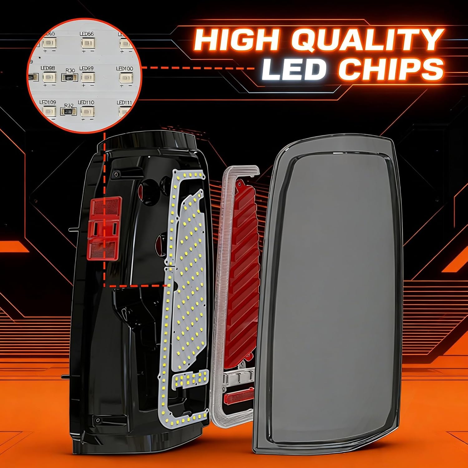 Sequential Led Tail Lights Fit for 1999-2002 Chevy Silverado 1500/2500,1999-2006 GMC Sierra 1500/2500/3500, Starting Animated Dynamic Turn Signal,Reverse Light,Brake Light,Rear Light Assembly, Smoked