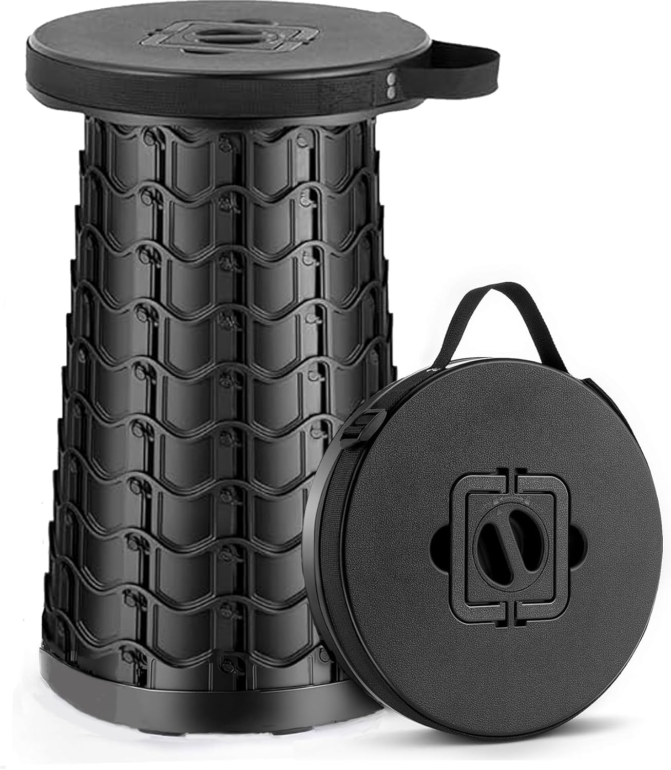 2026 Upgraded Collapsible Stool Extra Large Sturdy Portable Seat Telescoping Folding Chair for Camping Travel - XXL