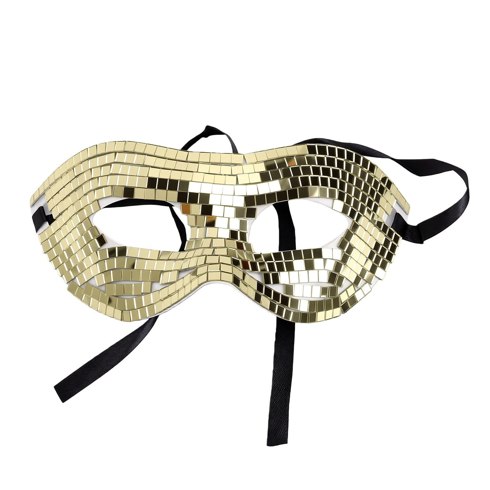 Aramox Disco Ball Eye Cover, Reflective Mirror Mask (Gold)