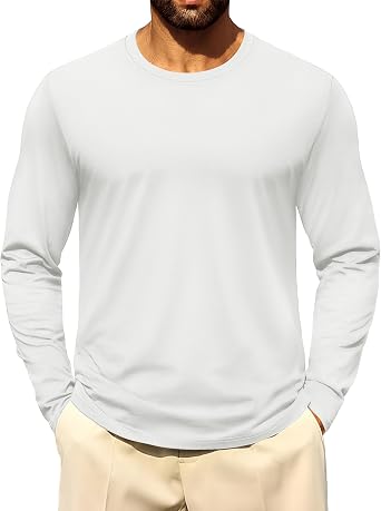 Cotrasen Mens Long Sleeve Tee Shirts Cotton Casual Soft Crew Neck T-Shirts