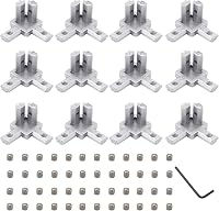 iMetrx 12db Ezüst 3-Utas Sarokkonzol Készlet 48db M4 Csavarral és M2 Imbuszkulccsal - 2020-as Alumínium Profilokhoz - 3D Nyomtatókhoz 1