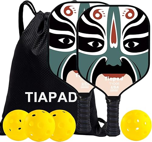 Pickleball Paddles Set of 2, Pickle Ball Rackets 2 Pack,Carbon Fiber, Lightweight with Carrying Bag for Men Women Beginners Professionals