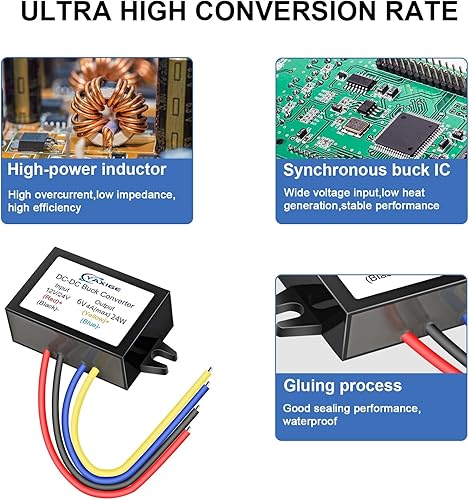Miniatura 3 de DC-DC 6V 4A 24W (máximo) 12V 24V a 6V Convertidor reductor, regulador reductor, módulo impermeable adecuado para varios equipos de 6V