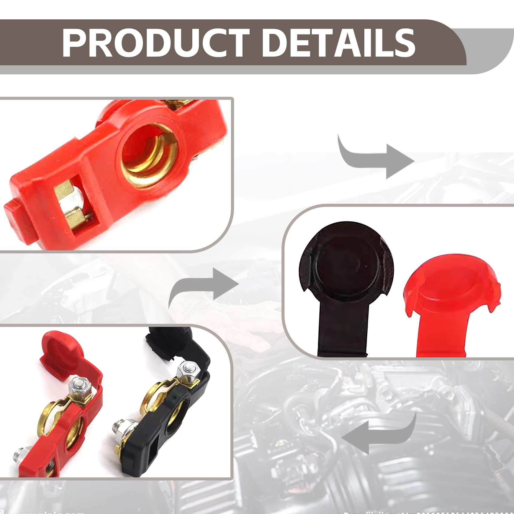NTNEV Kit di classificazione del connettore universale negativo e positivo della batteria dell'automobile, terminale della batteria in rame puro con copertura in plastica, kit assortimento di