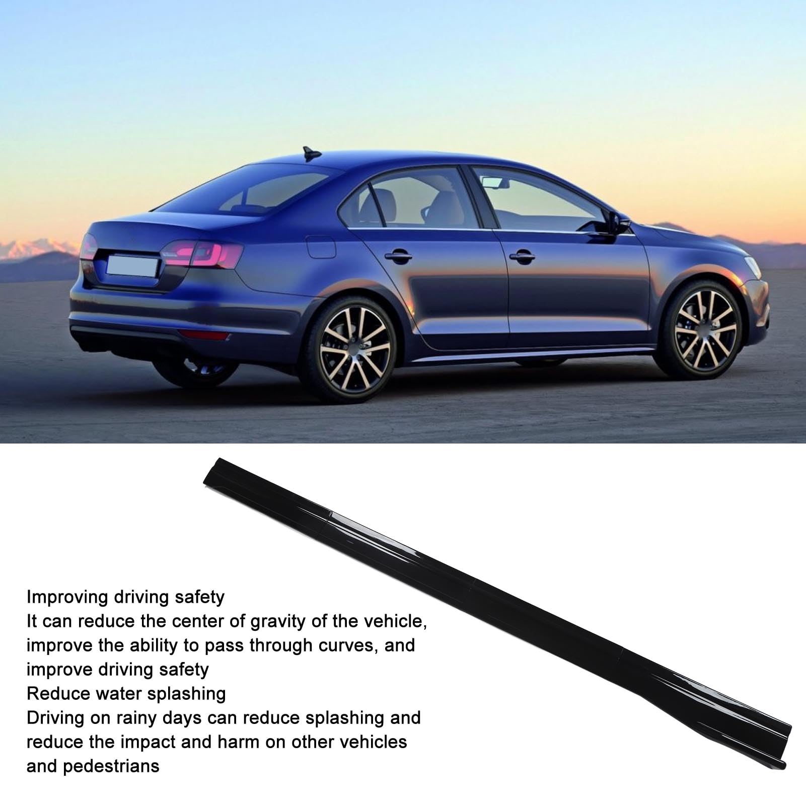 78.7in Gloss Black Side Skirt Extension Rocker Panel Spoiler Lip Splitter per Universal Car, Riduce la Resistenza All'aria, Migliora L'aspetto