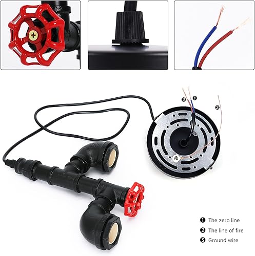 Miniatura 4 de Kawell Lámparas colgantes vintage, lámpara de techo industrial retro, lámpara de techo creativa de tubería de agua, lámparas colgantes Art Deco