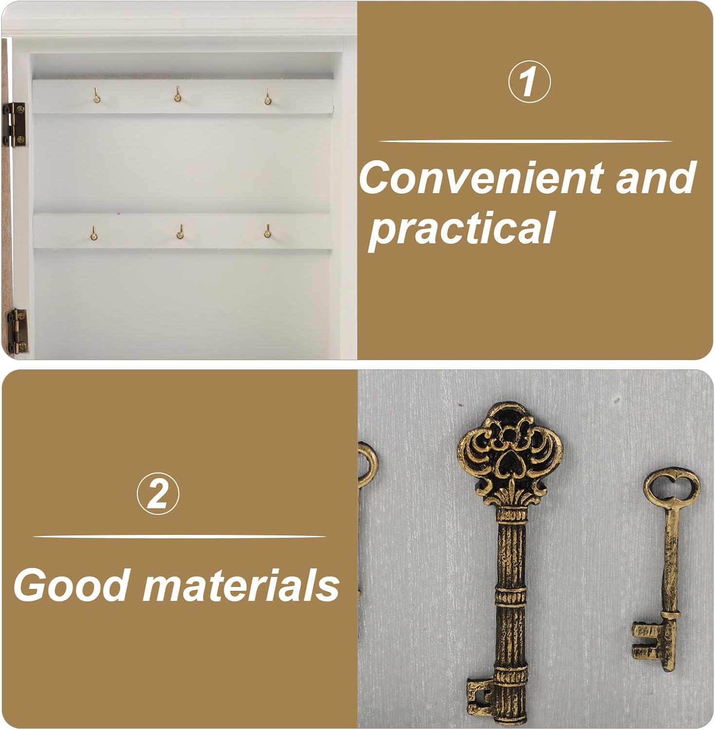 Wooden Key Holder Wall Mount with Hooks Rustic Key Cabinet Box for Entryway and Office for Home and Hallway Storage