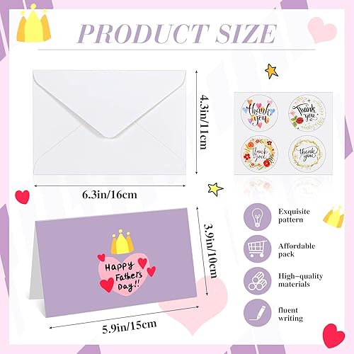Miniatura 6 de Faccito 24 juegos de tarjetas del día del padre con sobres, calcomanías de 6 x 4 pulgadas, 6 tarjetas de felicitación surtidas para el día del padre