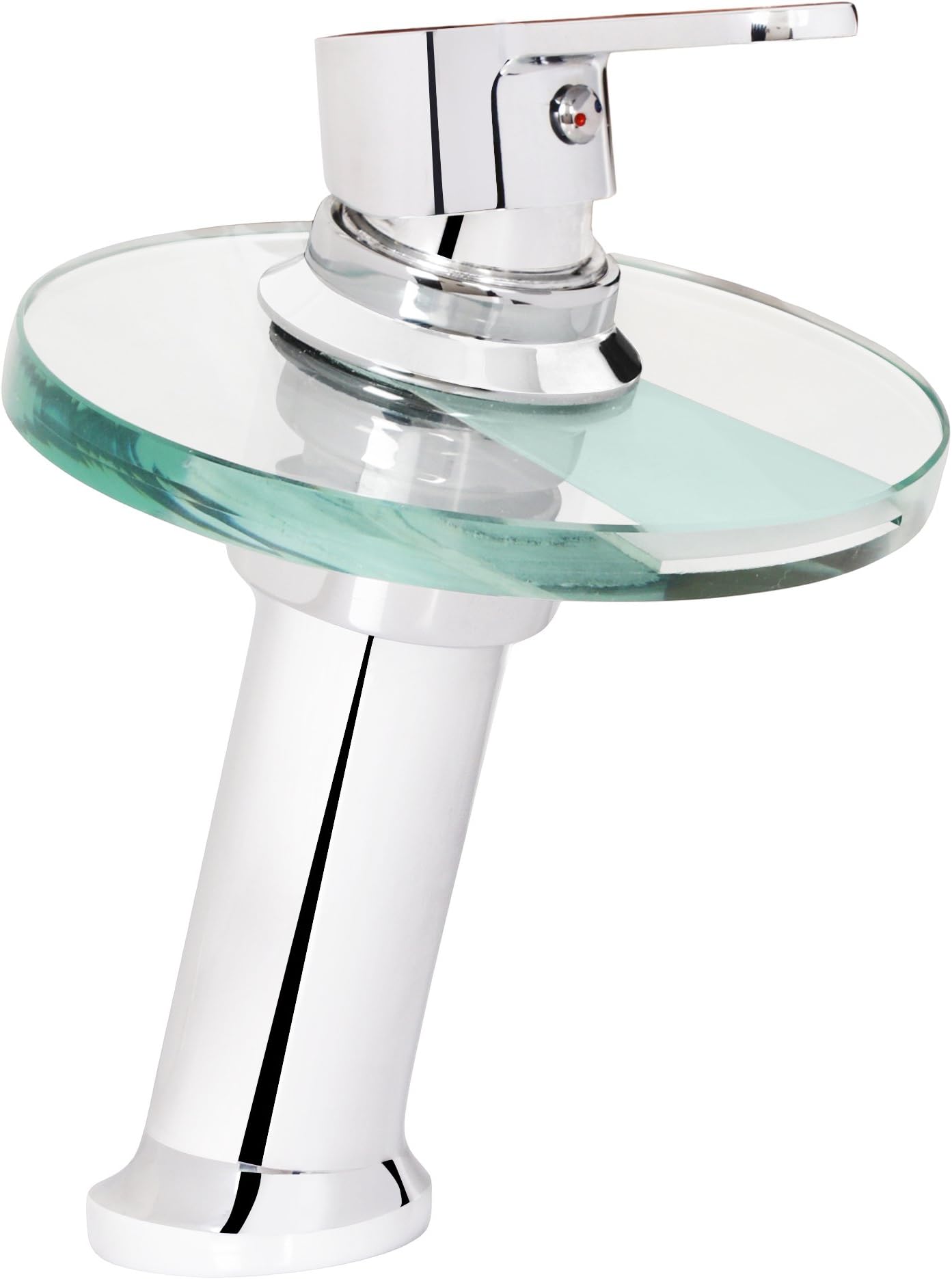 SBD™ Elegant Bathroom Waterfall Glass Basin Tap Single Lever Faucet Mixer (Hot & Cold Water) (Round Earth)