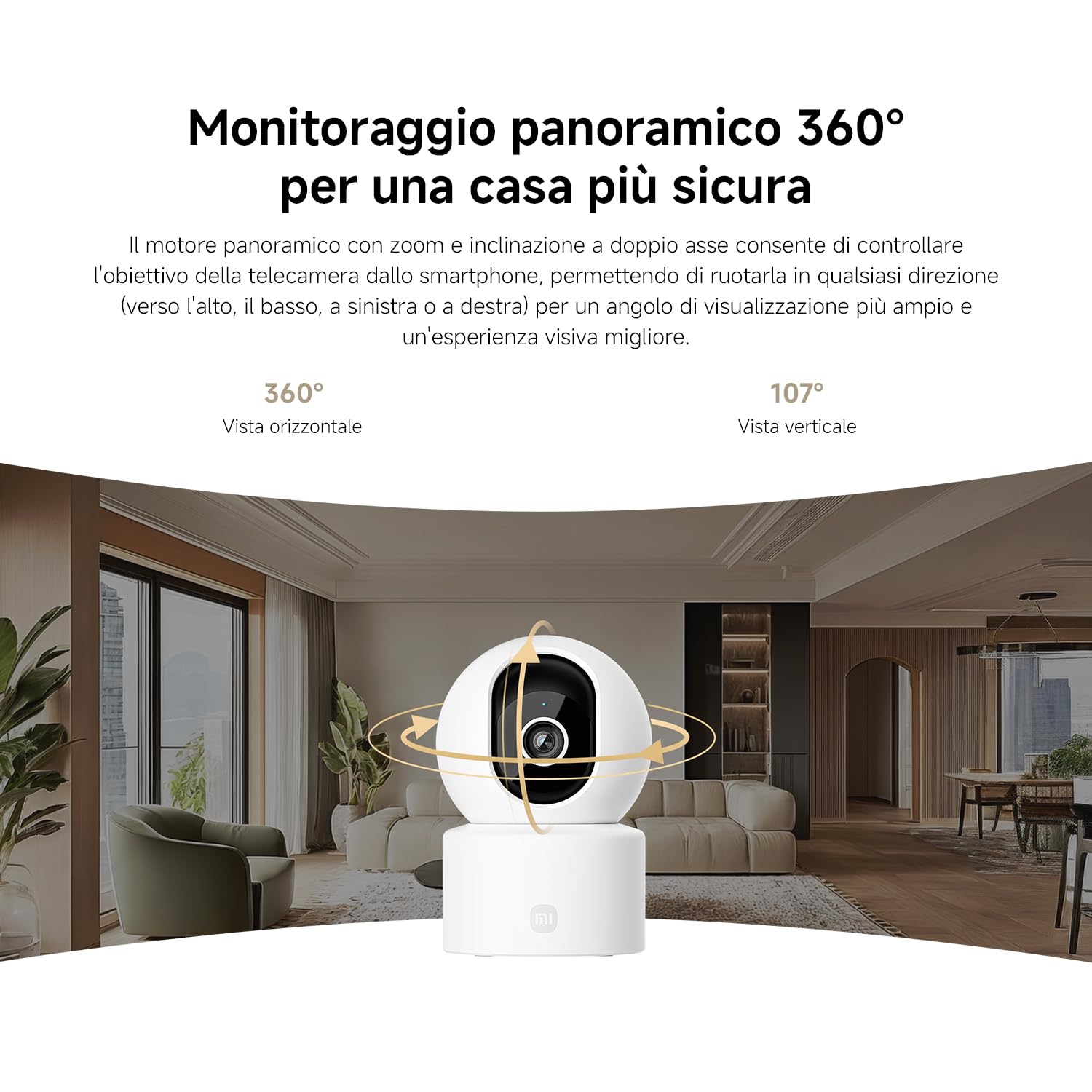 XIAOMI C302 Indoor WiFi Camera 2K (3MP) with Privacy Shield, 360° Vision Camera, AI Detection of Baby/Pets, Two-Way Audio, Ultra-Colors in Very Low Light, Alexa