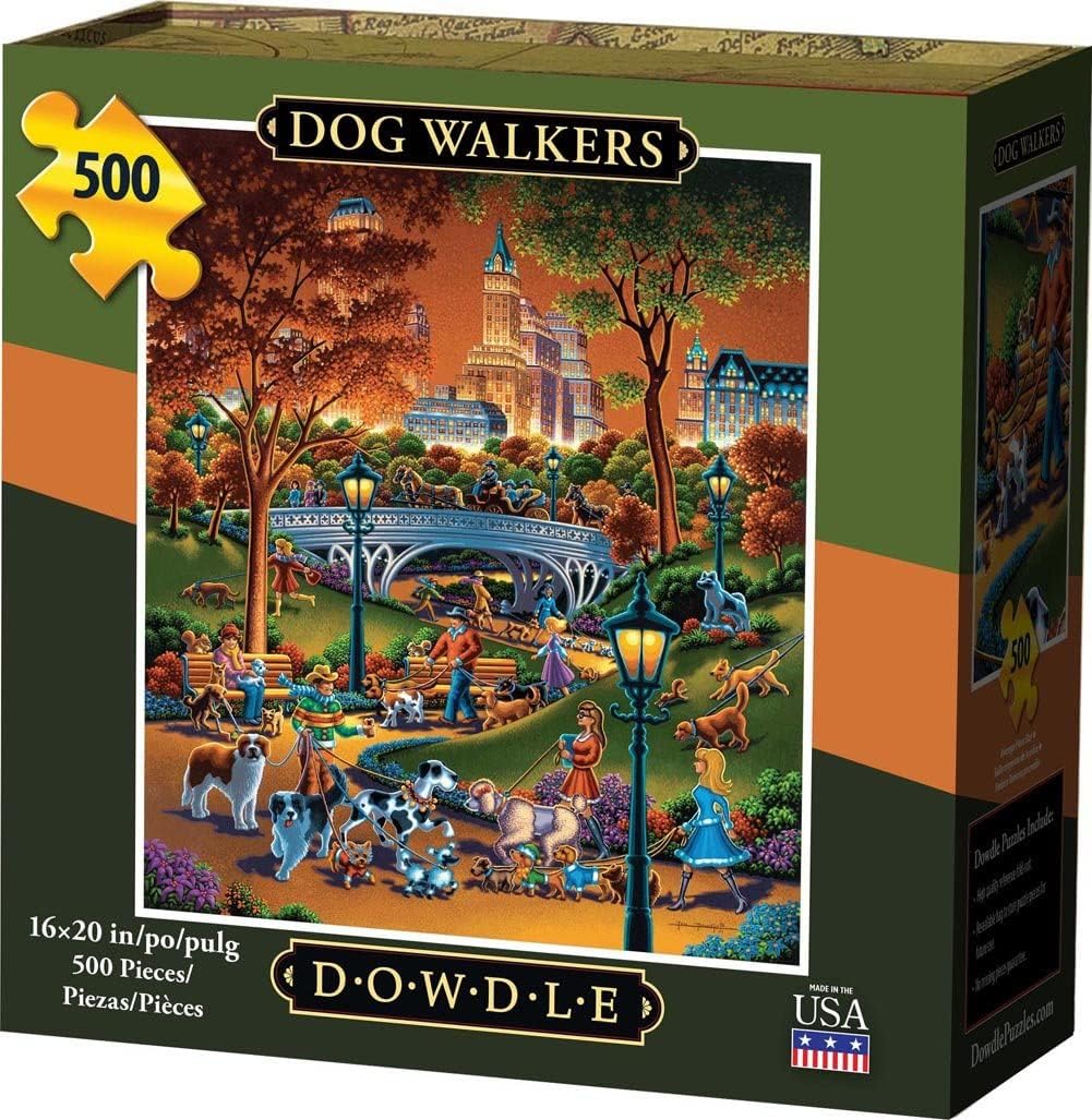Dowdle Folk Art Jigsaw Puzzle - Dog Walkers 500 Pc