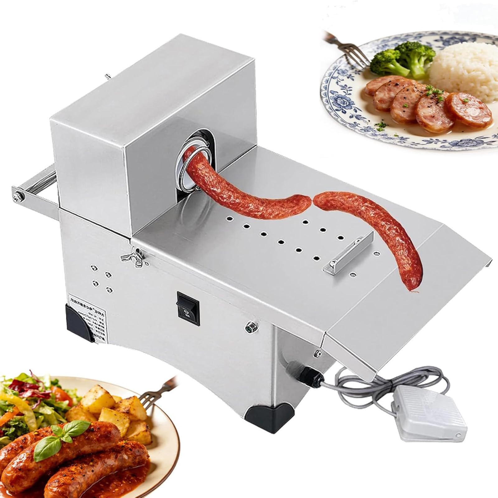 XNZJHPP Electric Sausage Binding Machine, Adjustable Tension, Max Diameter 50mm, Includes 2 Spools & Lubricant, Ideals for Food Factories, Restaurants, Home Use