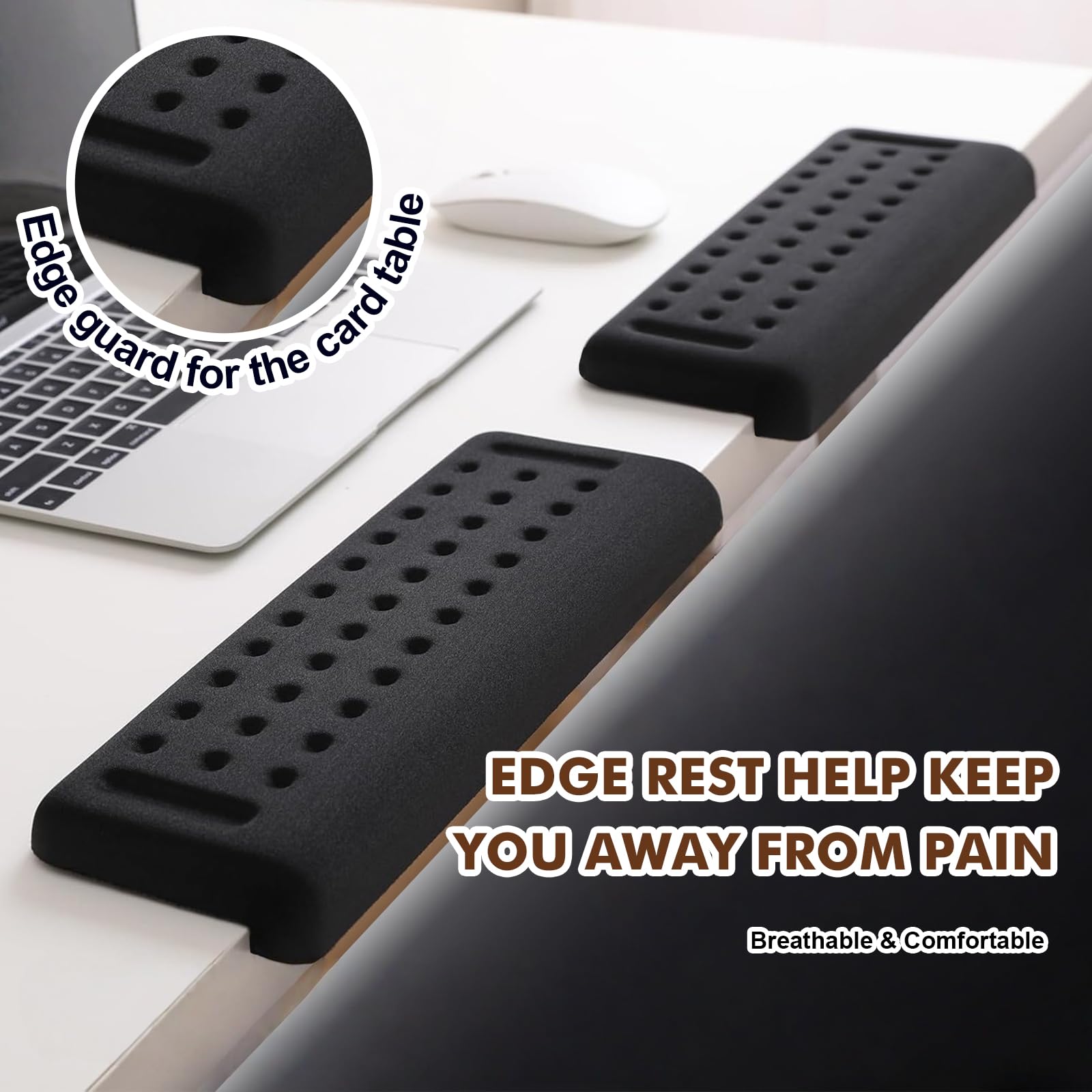 Set di 2 poggiapolsi per tastiera in memory foam, ergonomico, antiscivolo, per ufficio e casa
