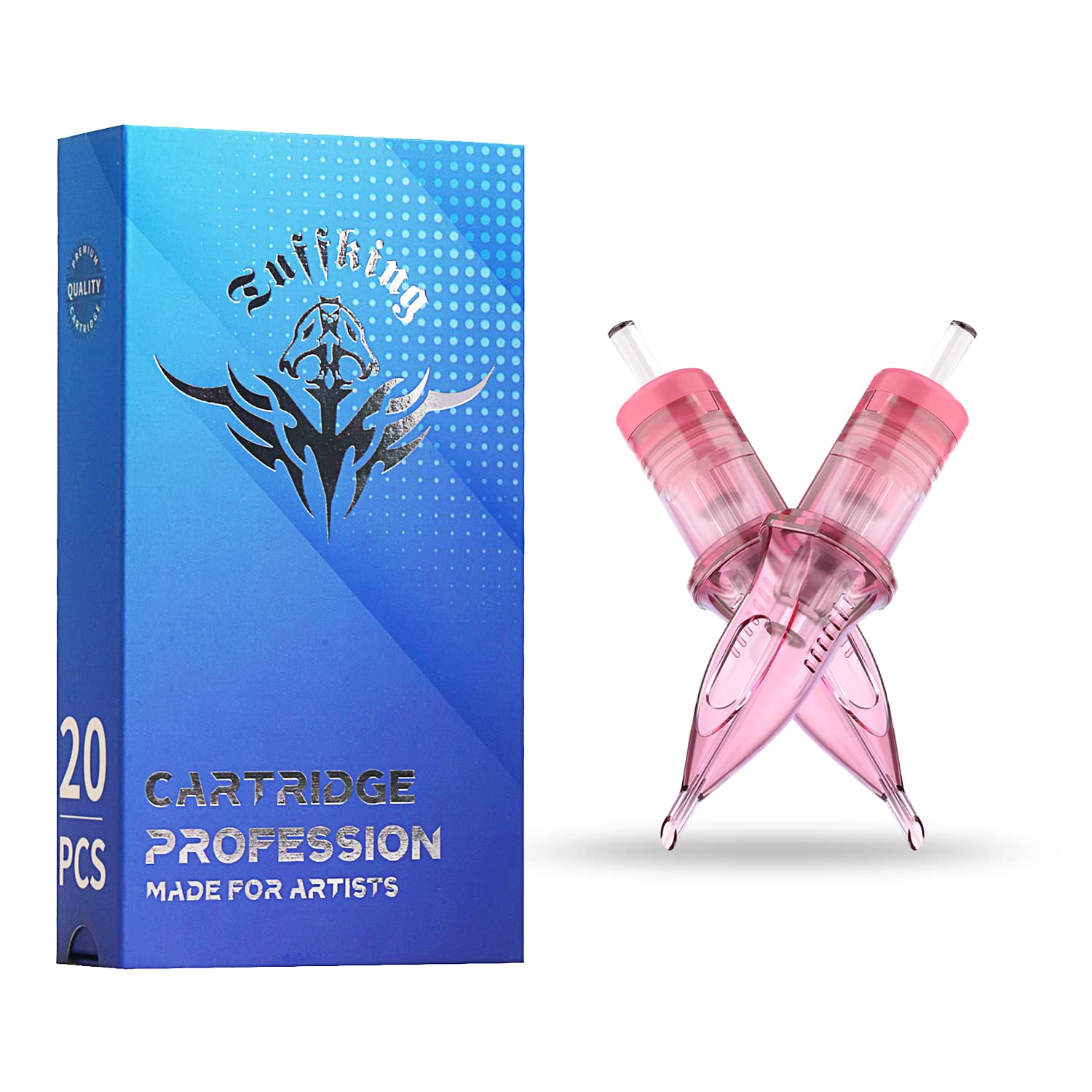 Tattoo Cartridges Needles #12 Round Liner Round Shader Professional Disposable 20Pcs BLUE Color Frame Soft Membrane for Rotary Tattoo Pen Machine Kits Mixed Sizes Tattoo Needle Supplies (M1)