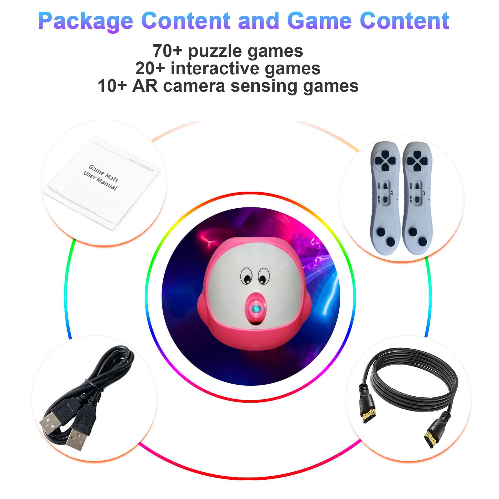 Consola de juegos para niños y adultos, sistema de videojuegos retro con 100+ juegos,17 juegos AR de cámara, 2 controladores de juegos,Salida HD, regalo de juguete para niños y niñas a partir