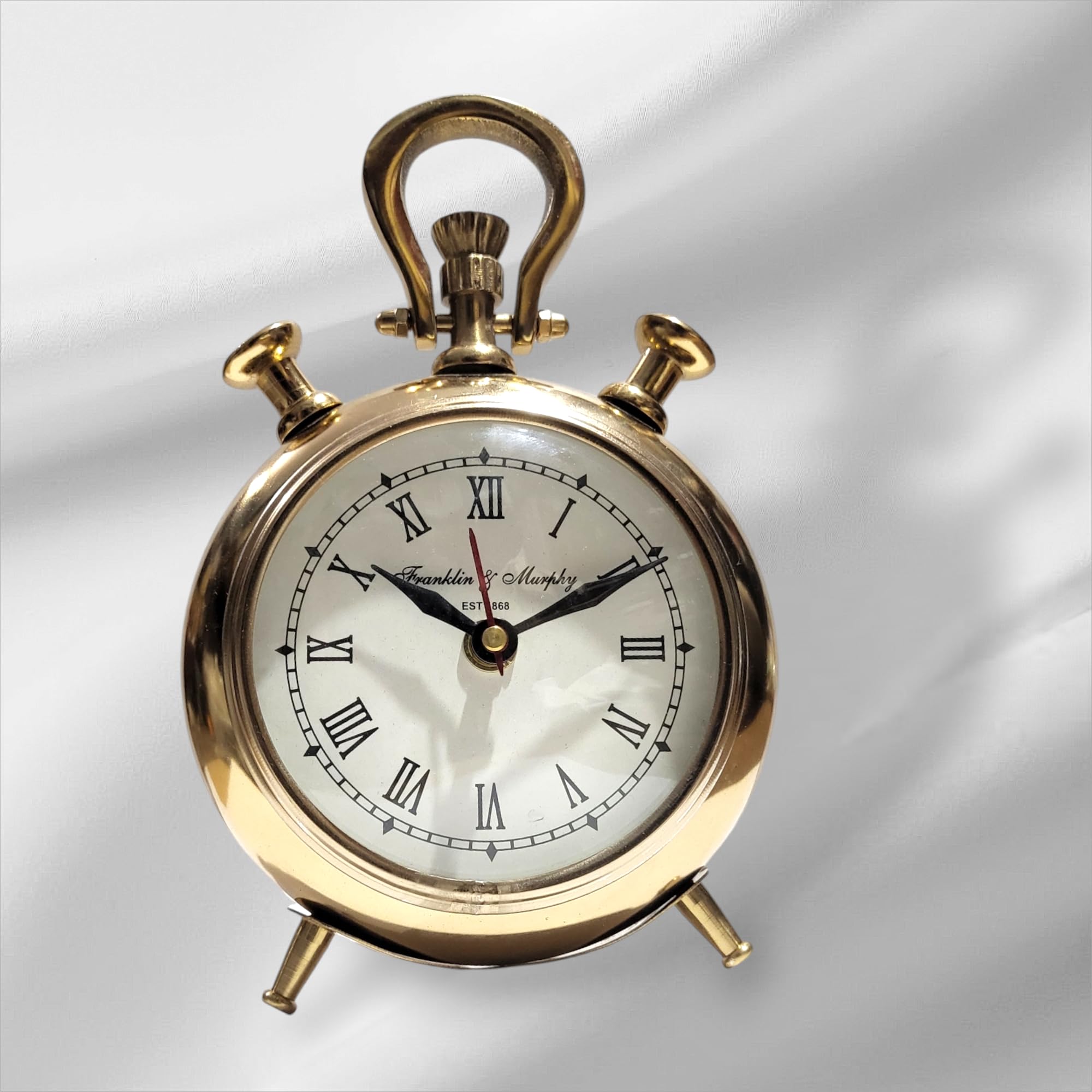 Franklin & Murphy Vintage-Style Table Clock, Gold-Tone Metal Case