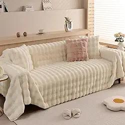 HANDONTIME Capa de sofá felpuda para cães e coelhos, pelúcia para sofá de cachorro, capa protetora de pele sintética para sofá seccional, aconchegante, lavável, para sala de estar, 180 cm x 118 cm,