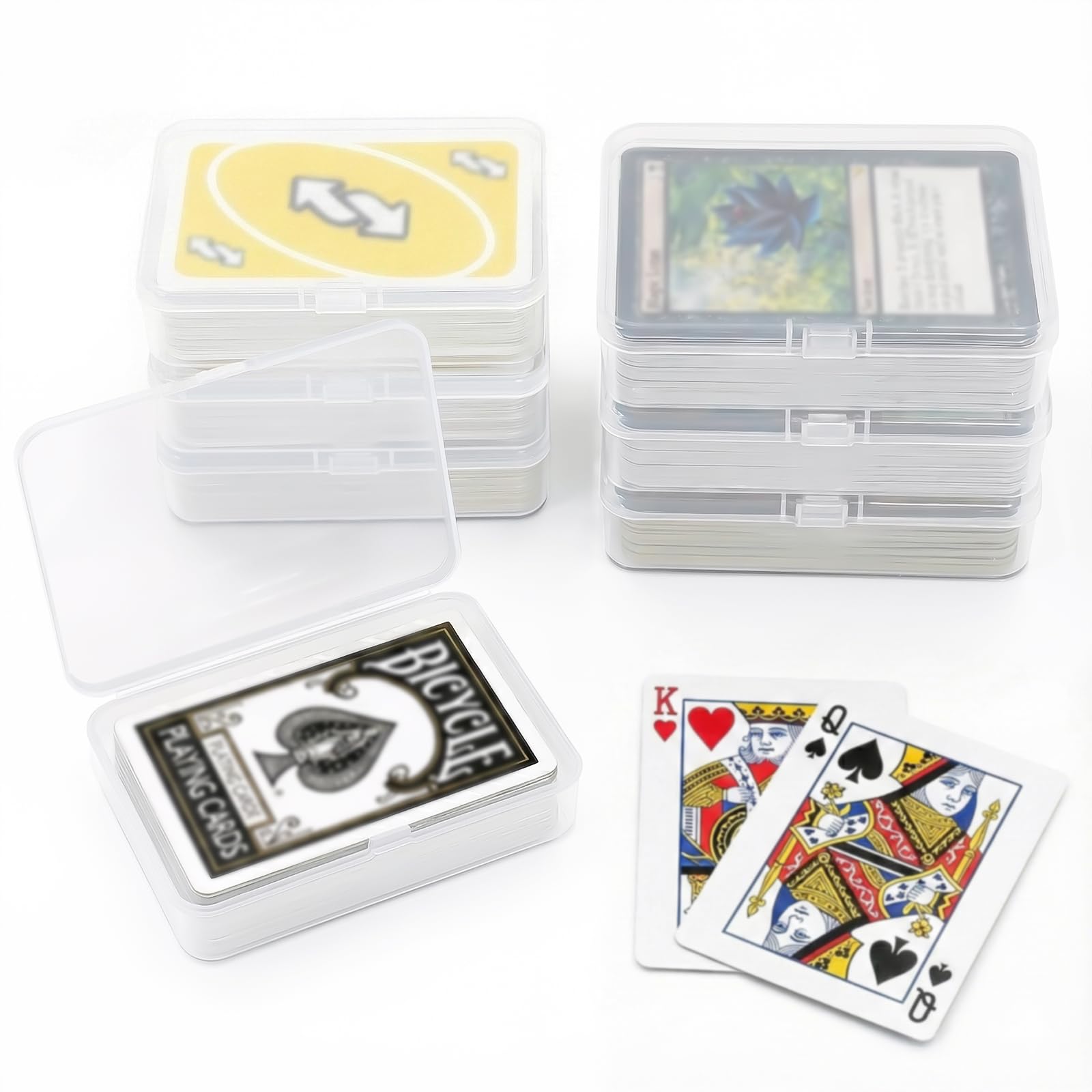 Photo 1 of *** SET OF 4 *** neotidy Playing Card Storage Box Set of 6, Clear Plastic Playing Card Cases with Snap Closure, Mixed Size Card Game Storage Organizer for Standard Playing Cards, Trading Cards & Small Accessories