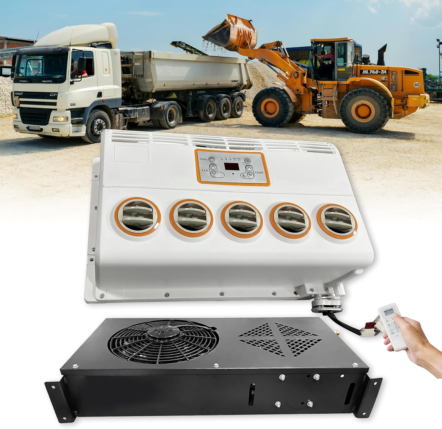 9200 BTU Truck Mini Split Air Conditioner 12V Concealed RV AC Unit, 12 Volt DC Air Conditioner Parking A/C, Quiet Cooling Efficiency for Semi-Truck Camper Van Trailer Engineering/Agricultural Vehicle