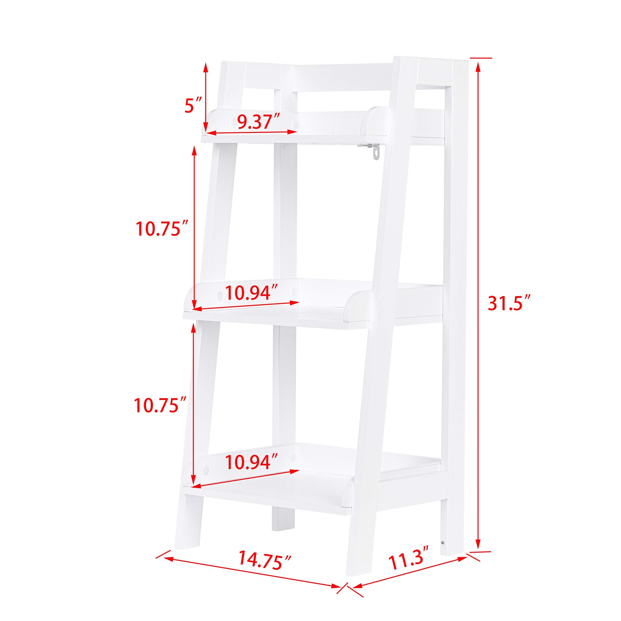 UTEX 3Tier Ladder Shelf, Bathroom Shelf Freestanding, 3Shelf