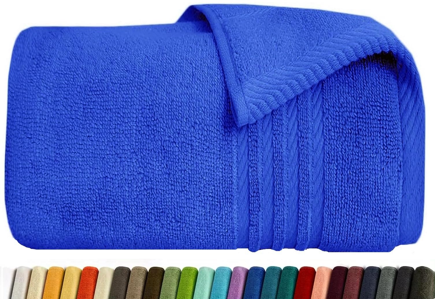 EDB Large Bath Towel 100% Egyptian Cotton Super Soft Jumbo Bath Towels 70cm x 140cm, 500-GSM Highly Absorbent Bathroom Towels (Royal Blue, Bath Towel)