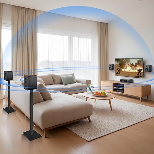 Miniatura 5 de Saiyin Sistema de cine en casa 5.0, altavoces de sonido envolvente HiFi de 100 W con sonido envolvente estéreo y grano de madera Rretro clásico para