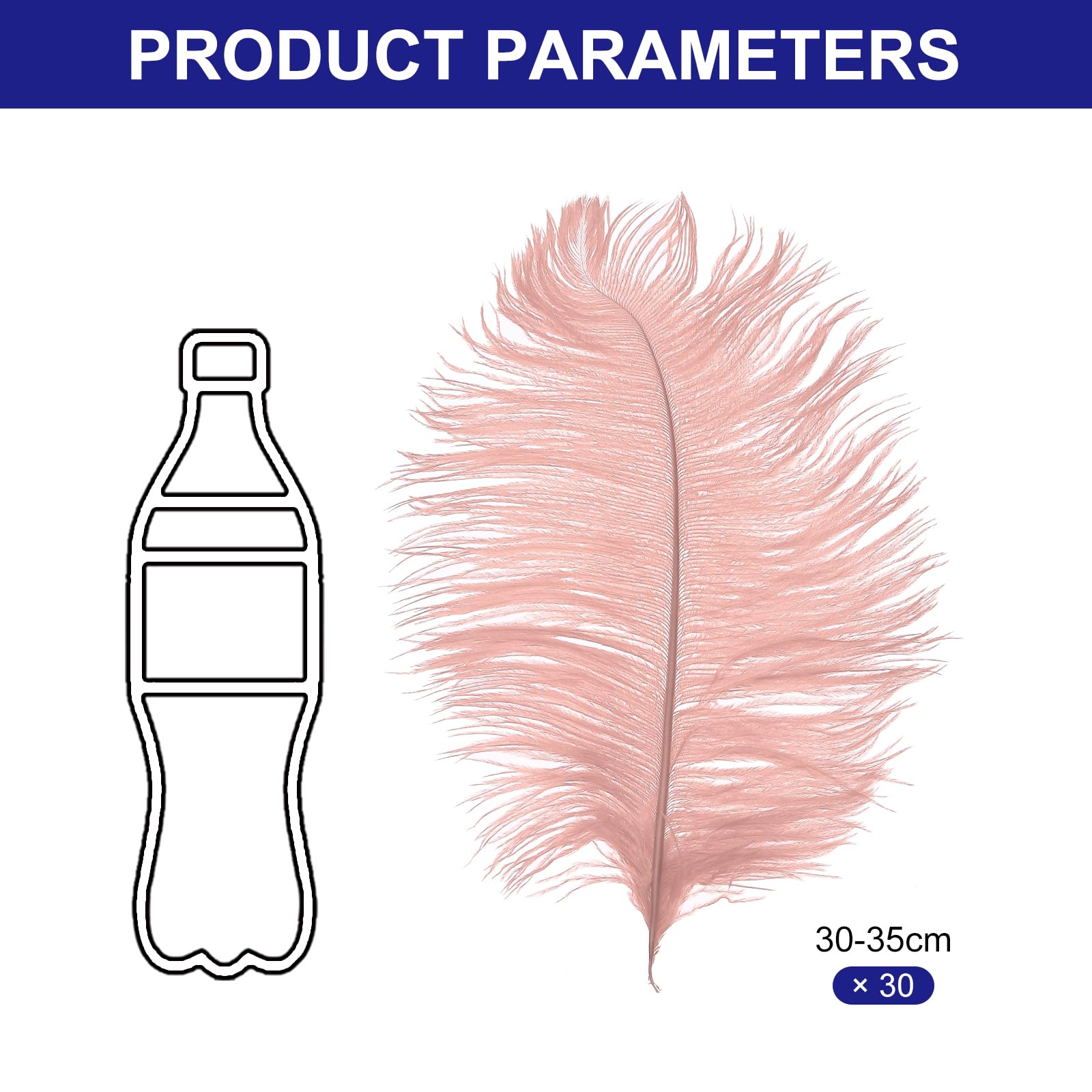 PATIKIL 30 Pcs Natural Ostrich Feathers Bulk 12-14 Inch/ 30-35 cm Large Ostrich Feathers for Crafts Home Decoration Wedding Party Vase Decor (Rouge Pink) - Image 2