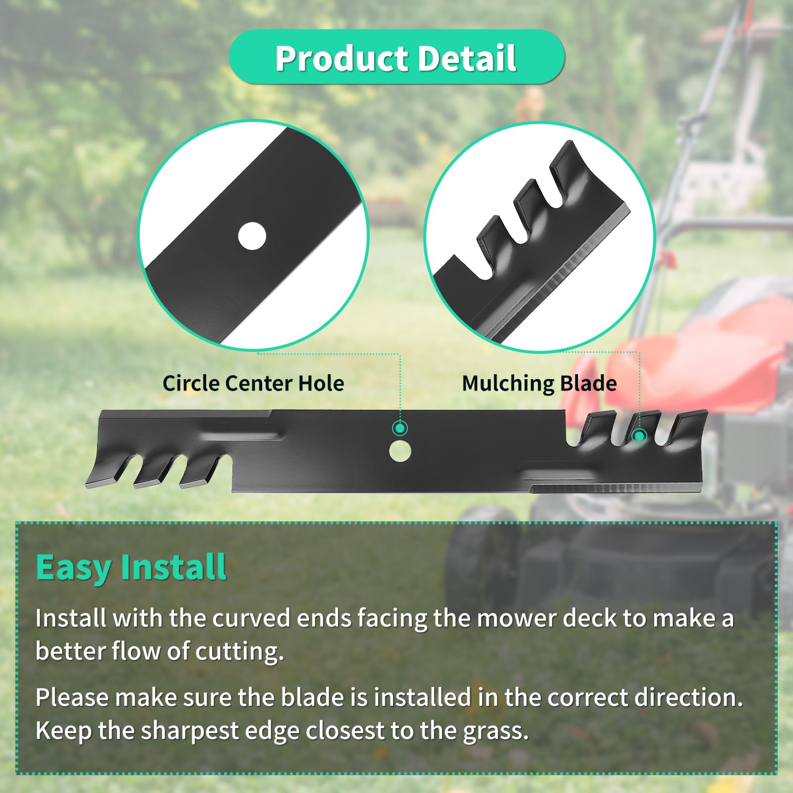 Paquete de 3 cuchillas para cortacésped 00273100 compatibles con tractor de cubierta Riens de 52 pulgadas, cuchillas de alta elevación 04916400 compatibles con cortacéspedes Gravely de 36