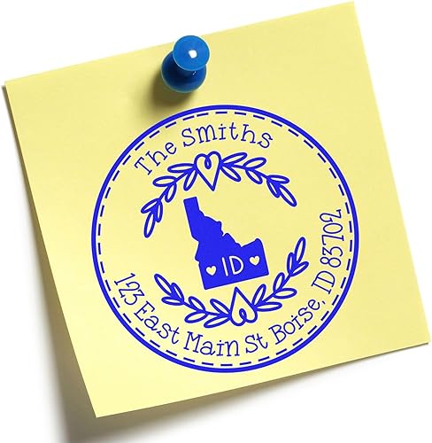 Miniatura 322 de Round State Love - Sello de dirección de devolución para Texas, uso con almohadilla de sello, mango de madera, sello de dirección de Texas