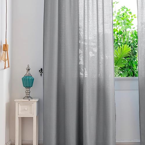 Miniatura 72 de Yancorp Khaki Kitchen Tier Curtains - 36 Inch Linen Textured Short Farmhouse Cafe Curtains for Small Windows in Bathroom or Laundry Room
