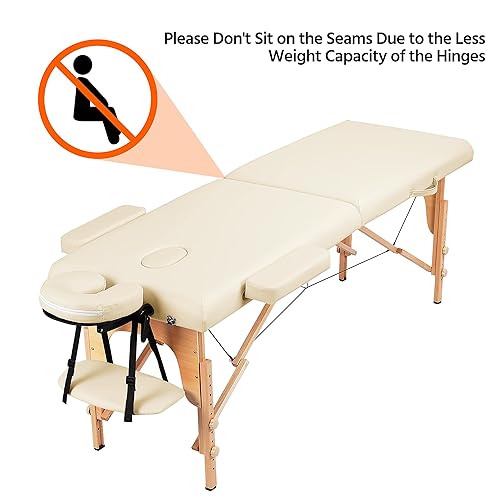 Miniatura 6 de Topeakmart Mesa de masaje portátil, cama de masaje, cama de spa, mesa de terapia plegable, altura ajustable, cama de salón de 84 pulgadas, 2