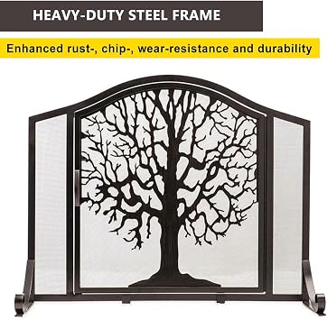 Fireplace Screen with Magnetic Doors,Large Metal Fireplace Screen for Home,Spark Guard,Decorative Metal Furnace Fireguards,Baby Safe Spark Guard Protector