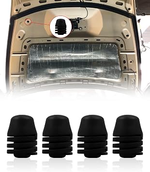 4PCS Hood Rubber Cushion Bumper, Bonnet Cushion Spin Hood Bumper Stops Fit for Cushion Stoppers Black Rubber | Engine Cover Damping Pads, Front Bonnet Spin Hood Bumpers, Standard Rubber Hood Stop Cushions Replacement, Black