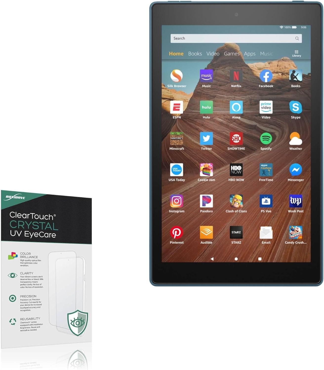 BoxWave Screen Protector Compatible With Amazon Fire HD 10 (5th Gen 2015) - ClearTouch Crystal Anti-UV EyeCare (2-Pack), Filters out Harmful Blue Light Reduce Fatigue