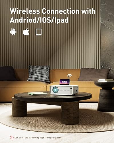 Miniatura 3 de Mini proyector, proyector de películas WiFi portátil para uso en exteriores, 8000L 1080P HD y pantalla de 200 pulgadas, con gran calidad de sonido