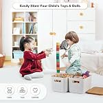 4 Packs Storage Bins with Bamboo Lids - Plastic Storage Containers with Lids Stackable Storage Box: Storage Baskets for Organizing Desktop Closet Playroom Classroom Office,White