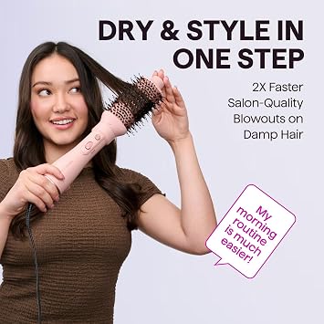 Wavytalk Hair Dryer Brush Set, Air Sculpt 4-in-1 Hot Air Brush Set, Multi Hair Styler for Salon Blowouts, Smooth Curls, Volumizing and Straightening, Sleek and Less Frizz, Pink
