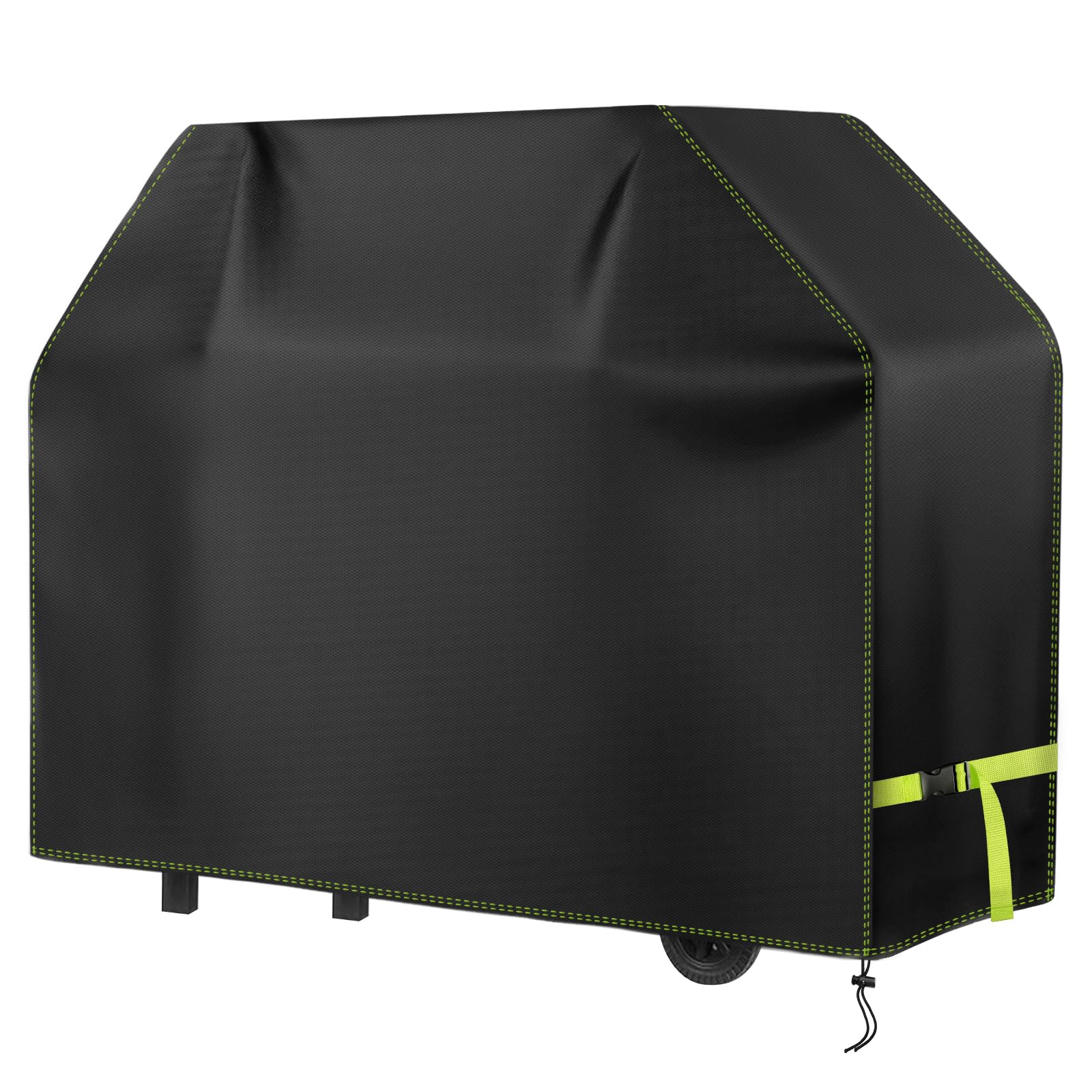 TRUEIN Copertura Per Barbecue 420D Impermeabile - 147x61x117 Cm, Nera, Con Corde E Velcro, Per Weber, Brinkmann, Char Broil